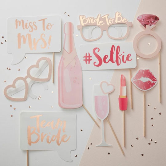 Bachelorette Party Photobooth Props (Rose Gold) - Party Supplies in Canada