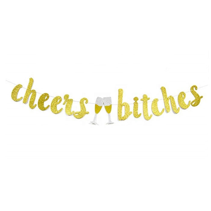 Cursive Cheers Bitches Banner - Party Supplies in Canada