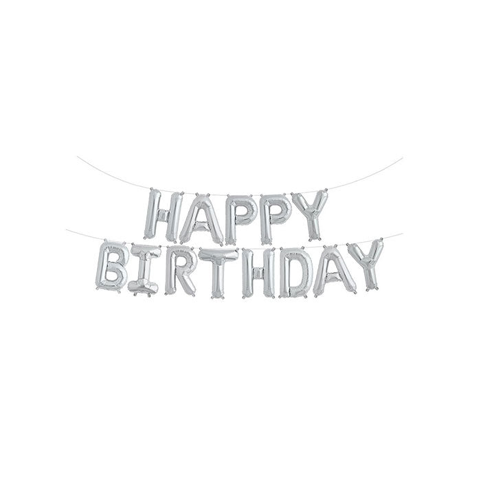 Silver Happy Birthday Balloon Banner - Party Supplies in Canada